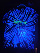 Load image into Gallery viewer, Yooperlites tye dye Glow in the dark logo short sleeve t shirt