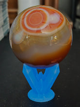 Load image into Gallery viewer, 4 Crystal Blue Glow Sphere and rock holder