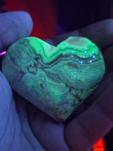 Load image into Gallery viewer, Crazy Lace Agate Hearts Shortwave 255nm UV reactive