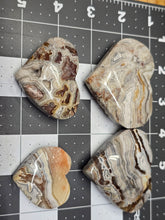 Load image into Gallery viewer, Crazy Lace Agate Hearts Shortwave 255nm UV reactive