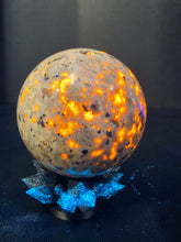 Load image into Gallery viewer, "STARRY NIGHT SYENITE"Yooperlites sphere by Erik Rintamaki