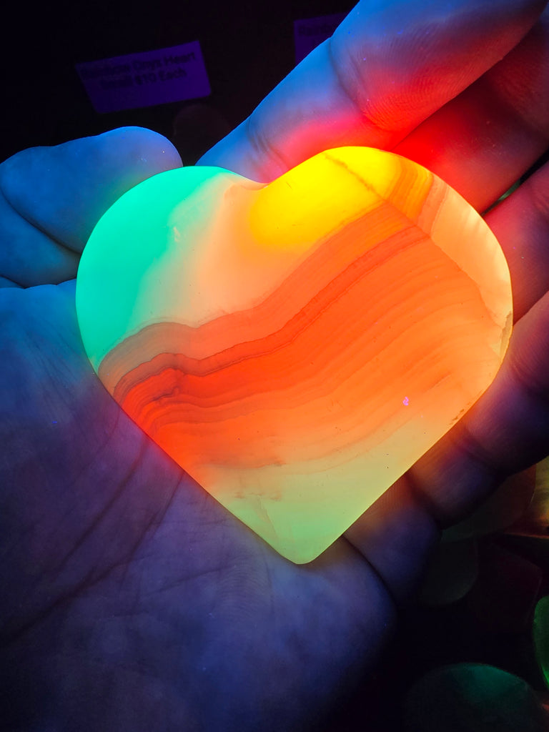Rainbow Onyx Glow Heart Large