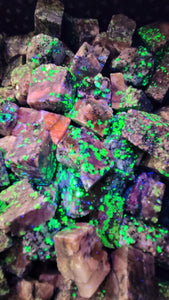 Willemite and Calcite Fluorescent chunk piece