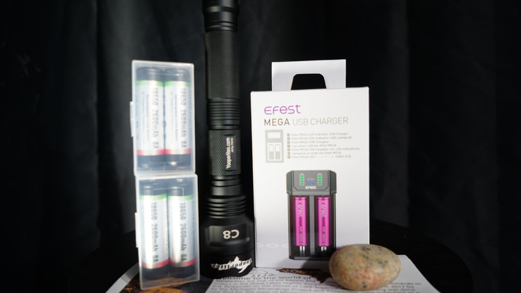 C8 Convoy Longwave 365nm Filtered UV Flashlight - Yooperlite Hunter Package w/ 2 slot usb charger
